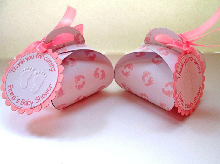 Sweet pink baby shower candy box favors