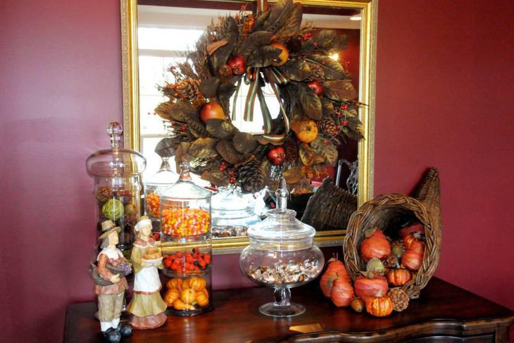 Tall Clear Glass Jar With Fruits for Thanksgiving