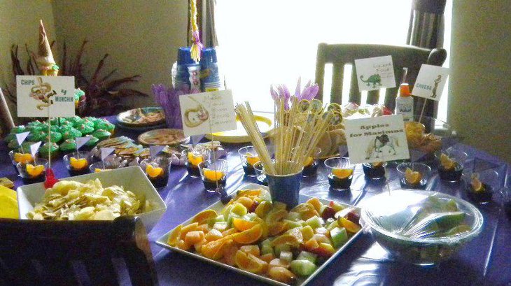 Tangled Movie Lables at Birthday Snack Table