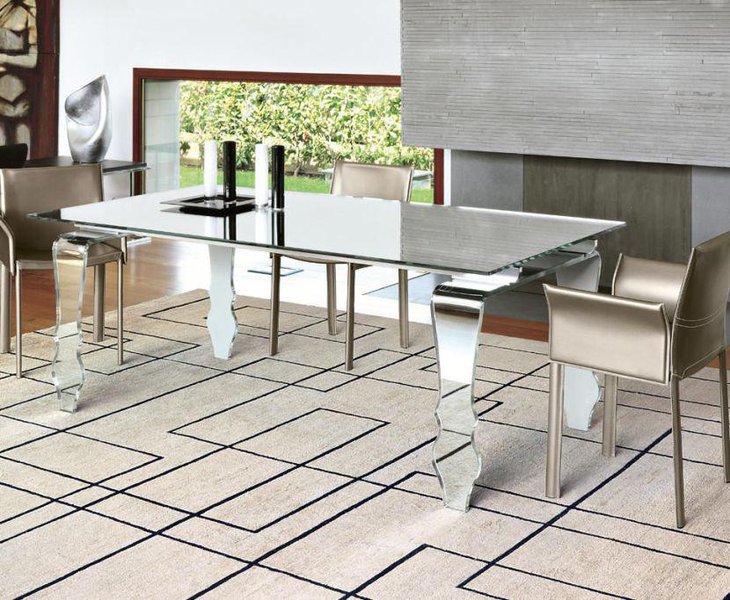 Tempered glass rectangular dining table