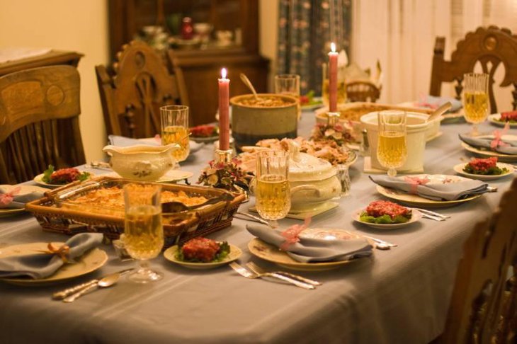 Thanksgiving Table Setup With Beautiful Linen