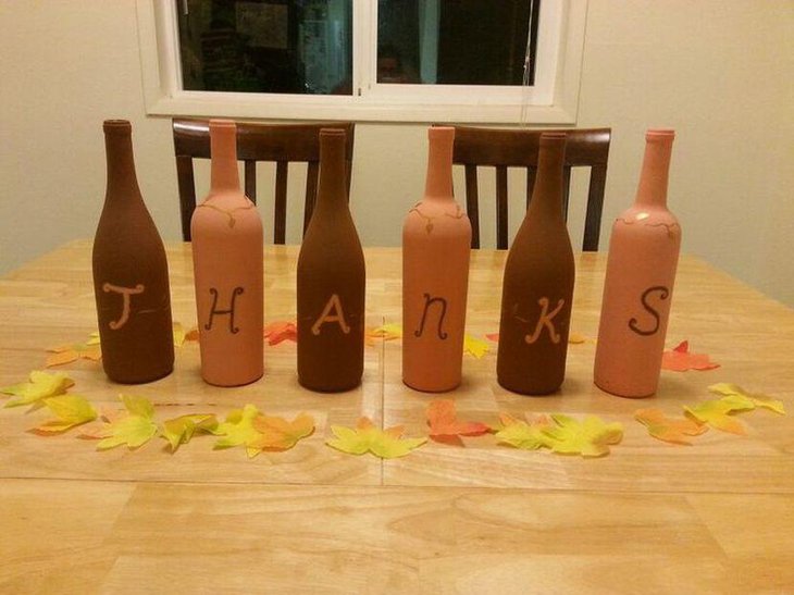 Thanksgiving Wine Bottle Centerpieces