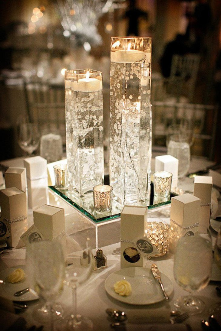 The Table Centerpiece for New Years Eve with Crystal Candles