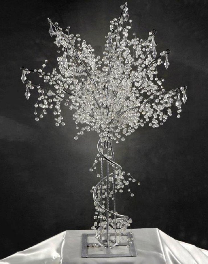 The Table Centerpiece for New Years Eve with Crystal Tree