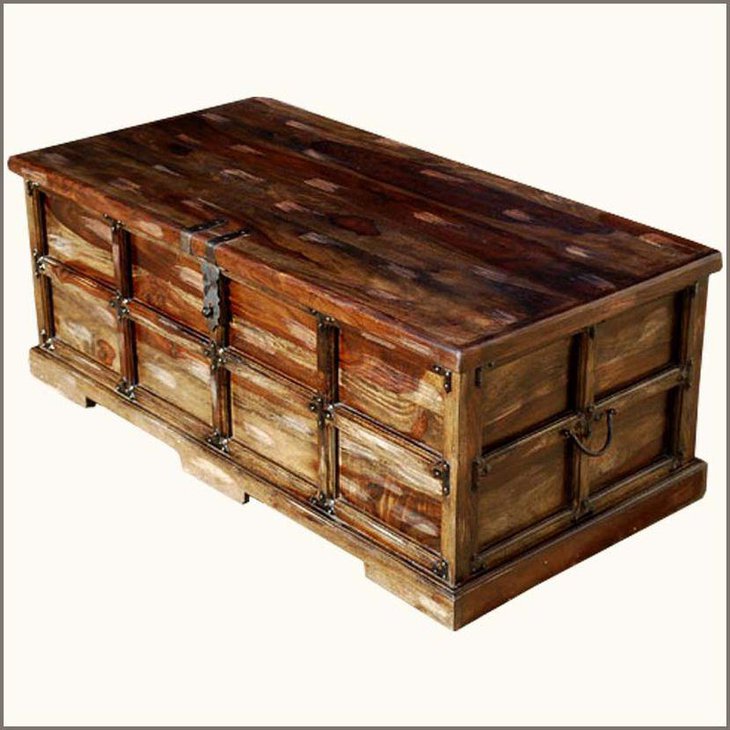 This rustic trunk coffee table looks classy