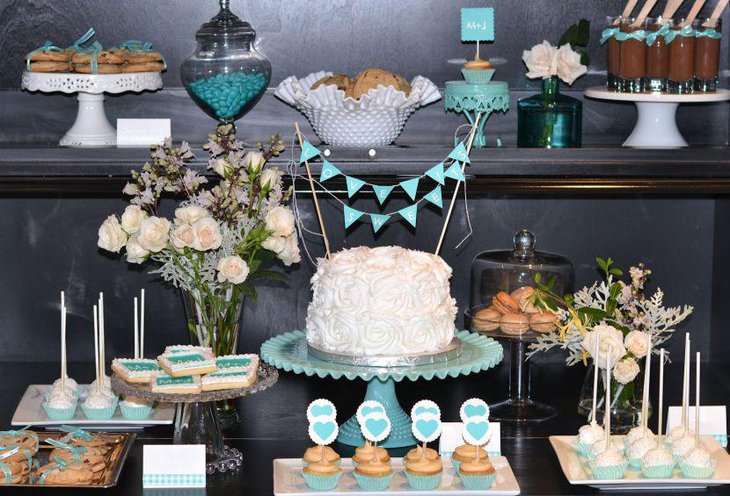 Tiffany blue bridal shower dessert table