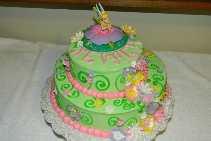 Tinker Bell Themed Baby Shower Cake For A Girl