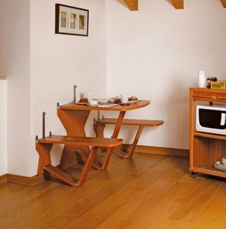 Tiny wooden kitchen table for small space