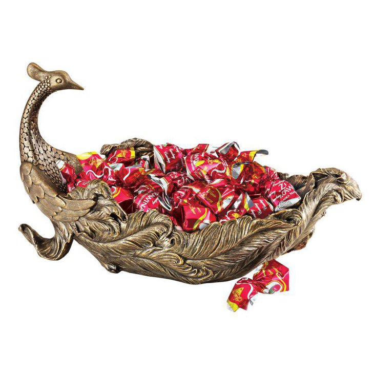 Toscano peacock decorative bowl centerpiece