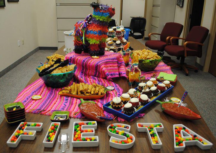 Traditional Mexican fiesta dinner party table decor