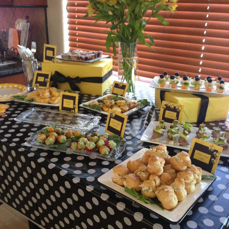 Trendy Bee Themed Baby Shower Buffet Table