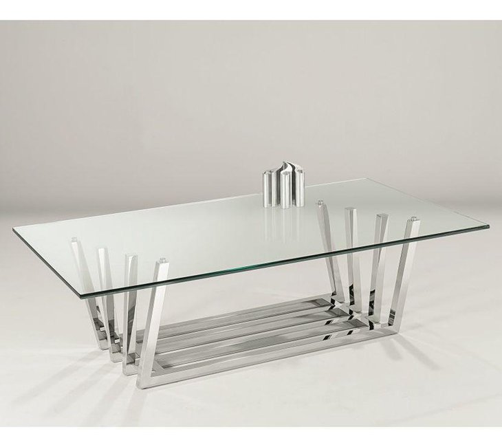 Unique Octad steel rectangular glass coffee table