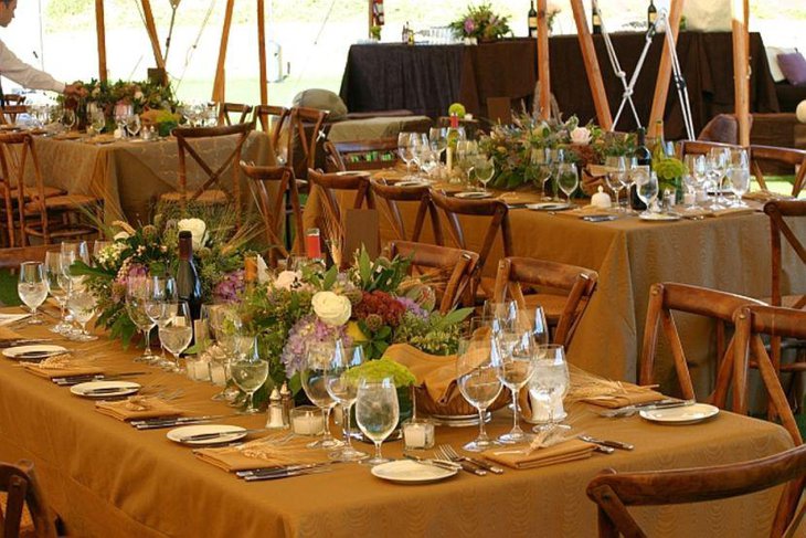 Unique outdoor wedding table decor with rustic theme