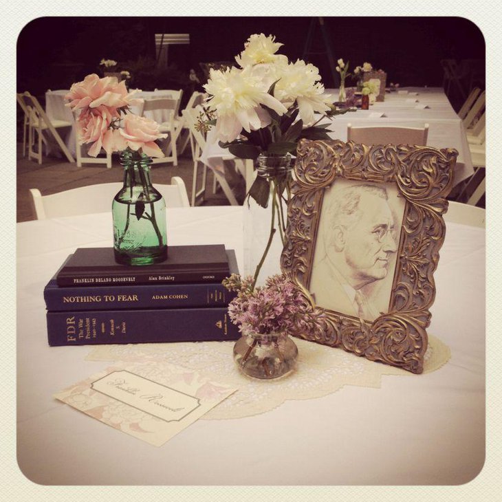 Unique picture frame wedding table centerpiece