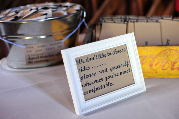 Unique wedding reception idea with catchy table cards