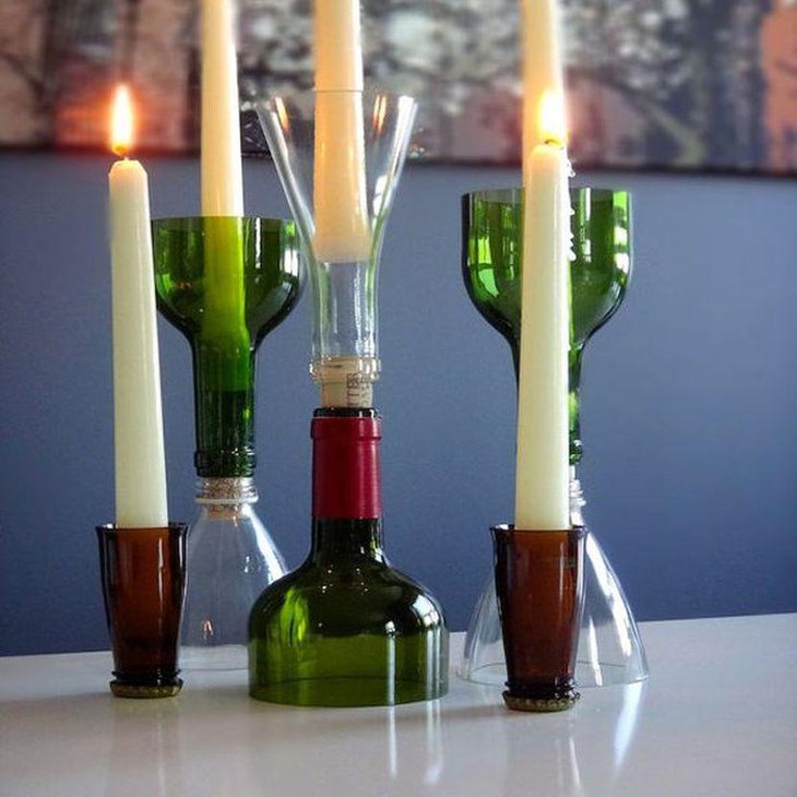 Unqiue Wine Bottle Candlestick Holder Centerpieces For Weddings