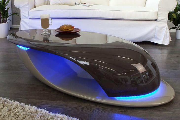 Unusual futuristic coffee table design with inbuilt LED