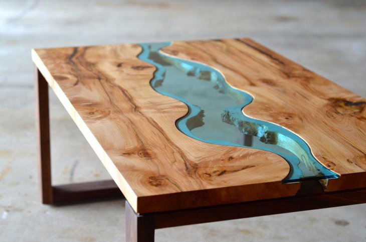 Unusual river coffee table idea for living room
