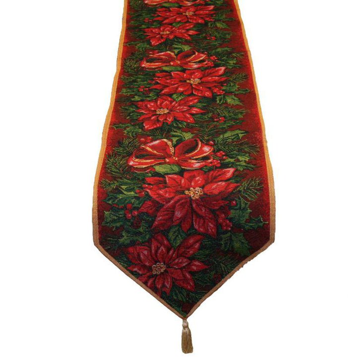 Valentines table runner with big red floral designs