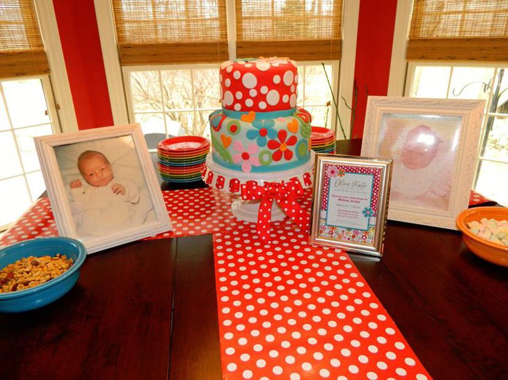 Vibrant Orange and White Polka Dot Table Runner