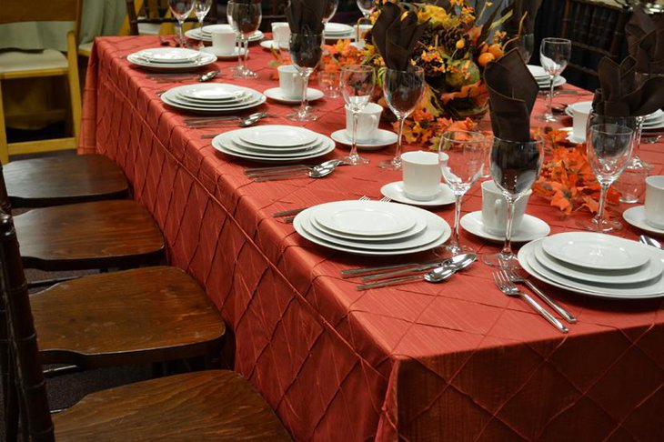 Vibrant Orange Pintuck Table Linen