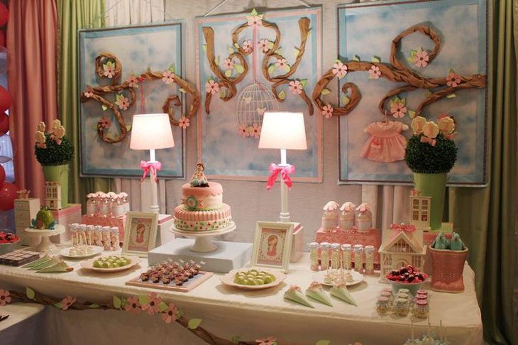 Victorias Garden themed European dessert table decor