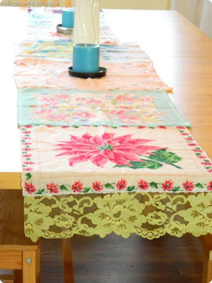 Vintage DIY hanky table runner