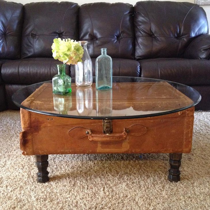 Vintage Leather DIY Suitcase Coffee Table