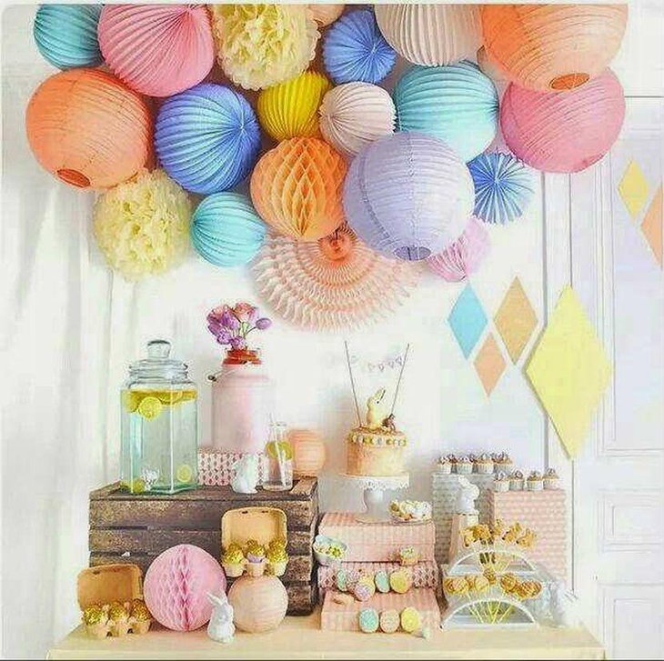 Vintage pastel dessert table idea