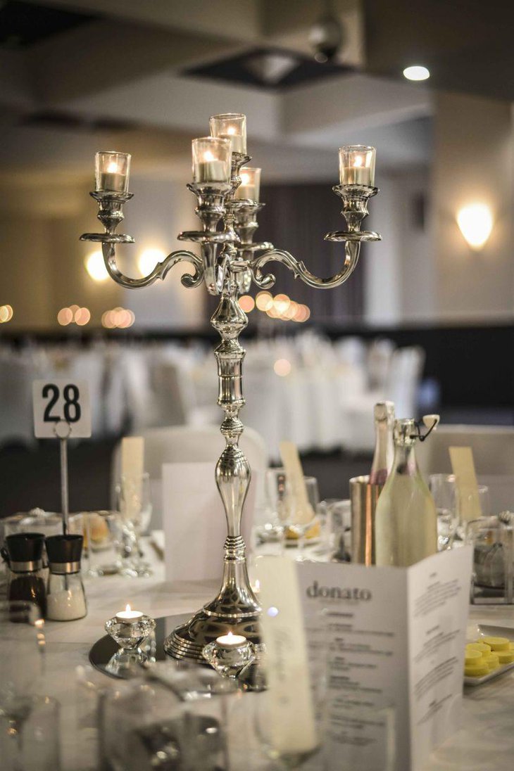 Vintage silver candelabra centerpiece