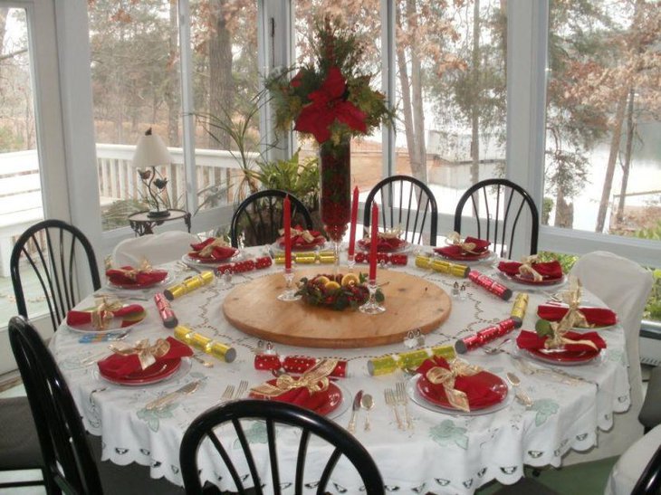 Vintage white Christmas tablecloth