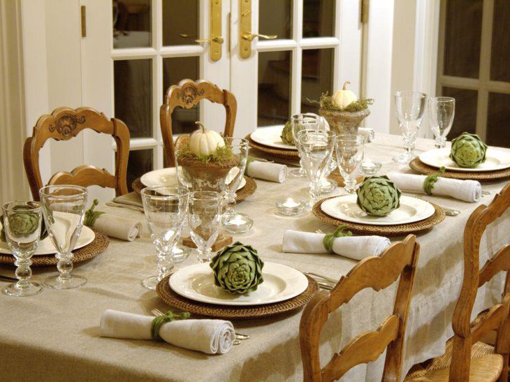 Vintage white pumpkin and a pot centerpiece idea