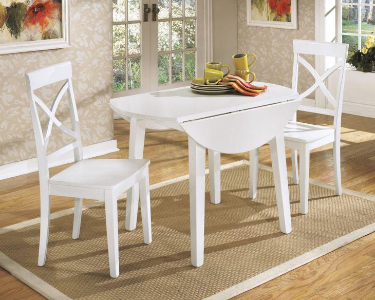 White antique drop leaf dining table set