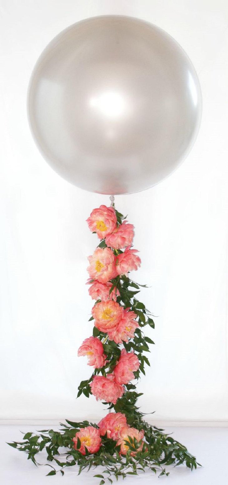 White Balloon and Pink Flower Wedding Centerpiece