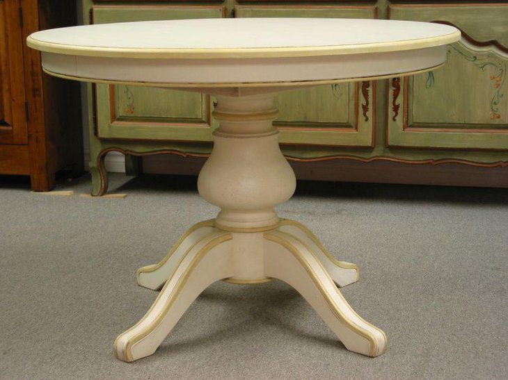 White Distressed Finish Expandable Dining Table