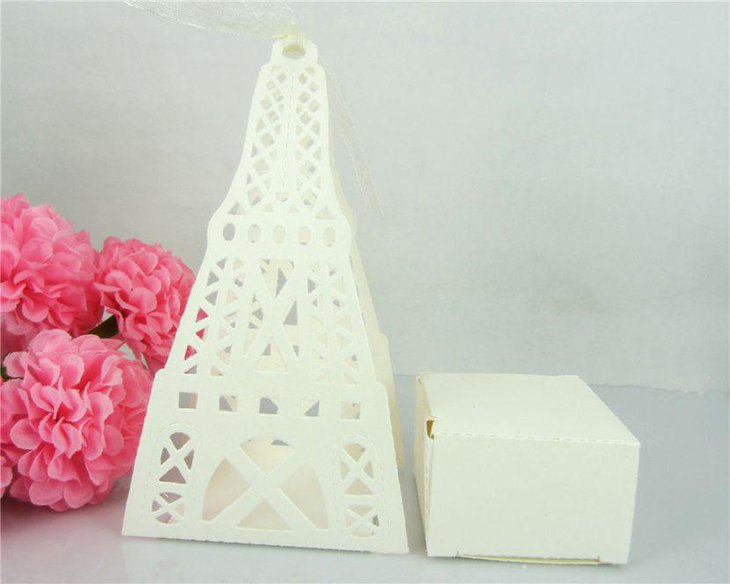 White Hollow Eiffel Tower candy box decor