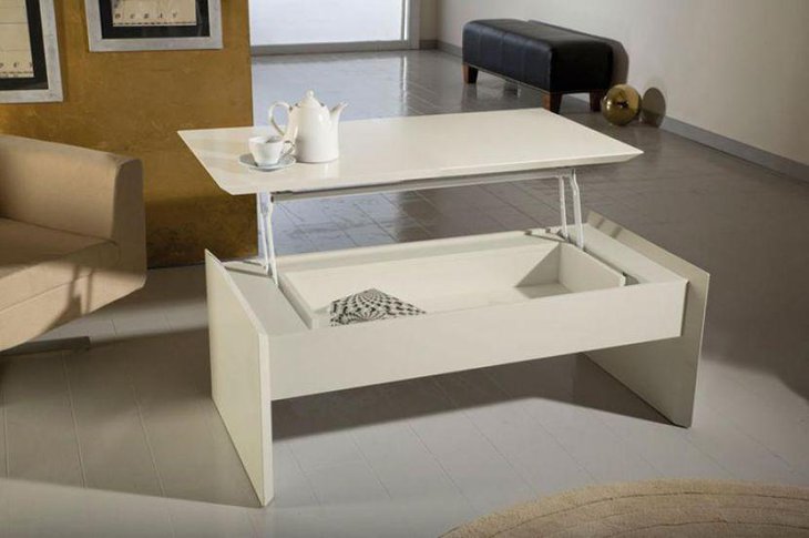 White Ikea lift top coffee table