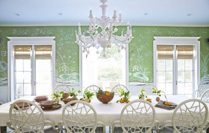 White table setting for spring dinner