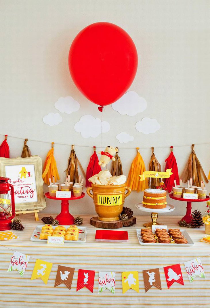 Winnie the Pooh Baby Shower Dessert Table