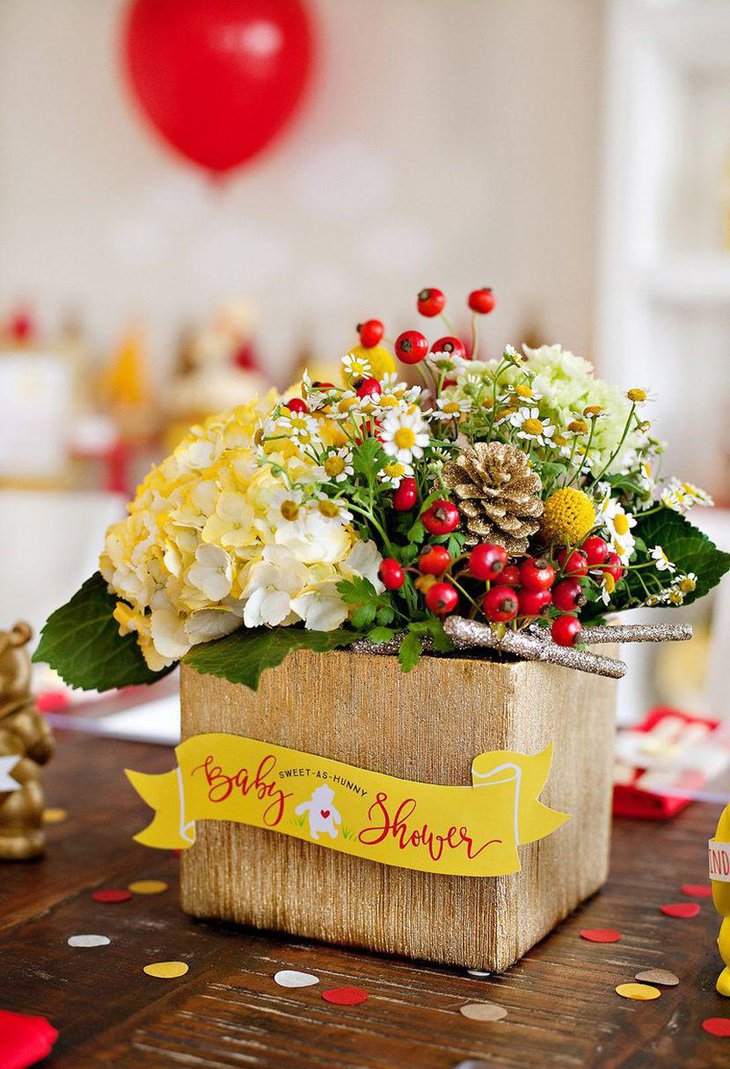 Winnie The Pooh baby shower floral centerpiece