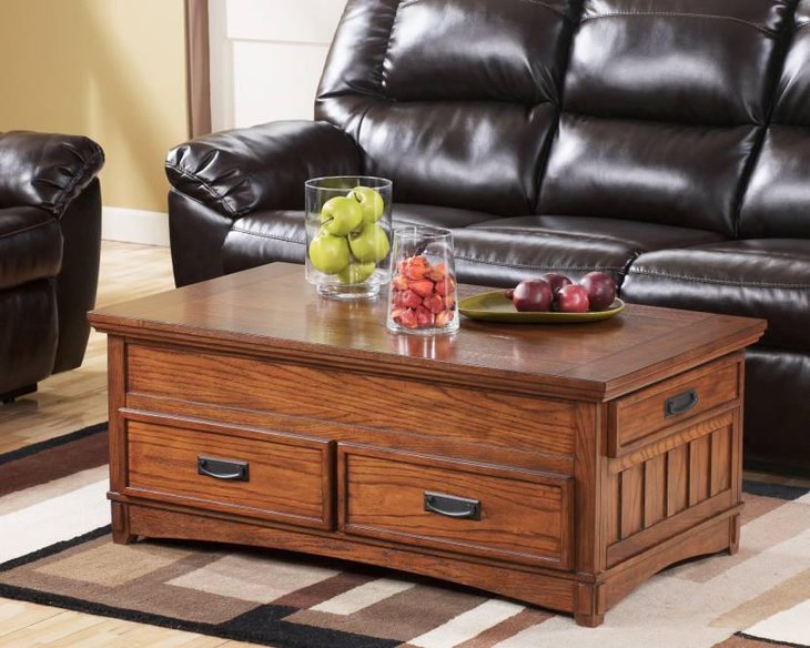 Wooden Chest Coffee Table With Drawers