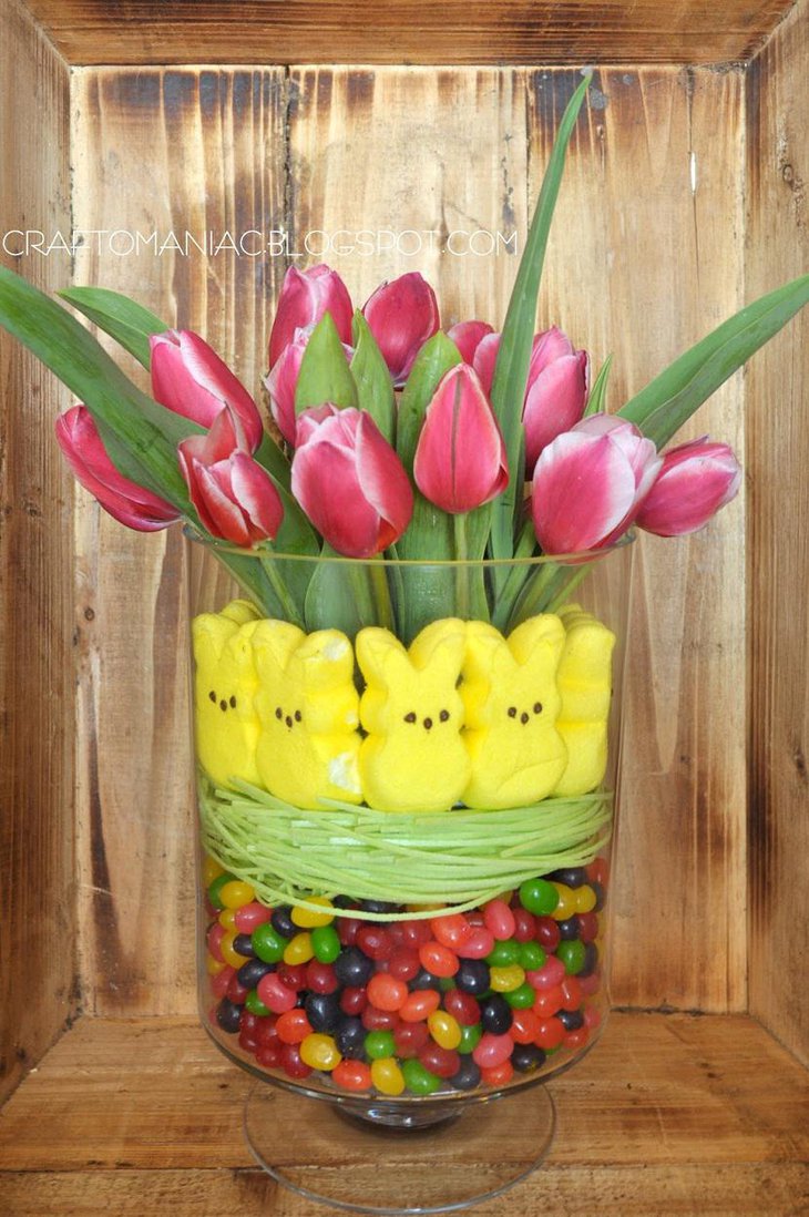 Yellow and Pink Easter Table Centerpiece