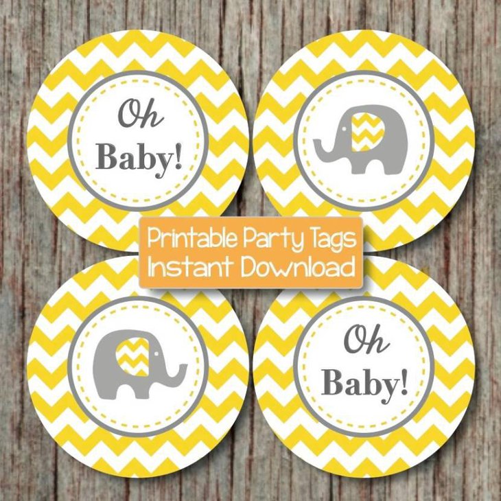 Yellow Grey Chevron Baby Shower Decorations